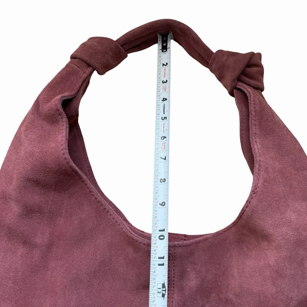 American Leather Co Gables Hobo Suede Shoulder Bag in Cordovan Red Slouchy Purse